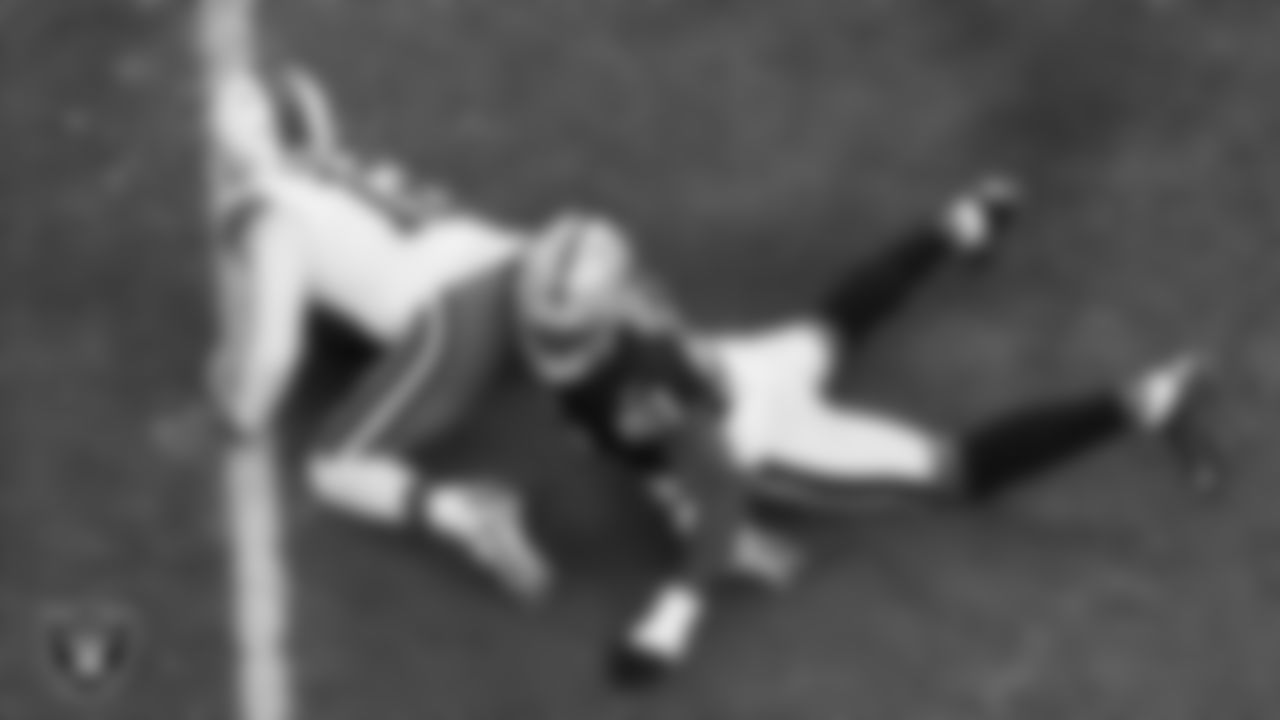 Las Vegas Raiders defensive end Malcolm Koonce (51) sacks the quarterback during the regular season home game against the Cleveland Browns at Allegiant Stadium.