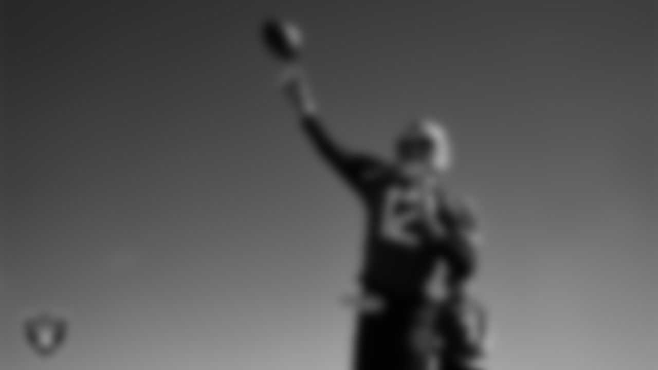 Las Vegas Raiders quarterback Aidan O'Connell (12) during practice at Intermountain Health Performance Center.