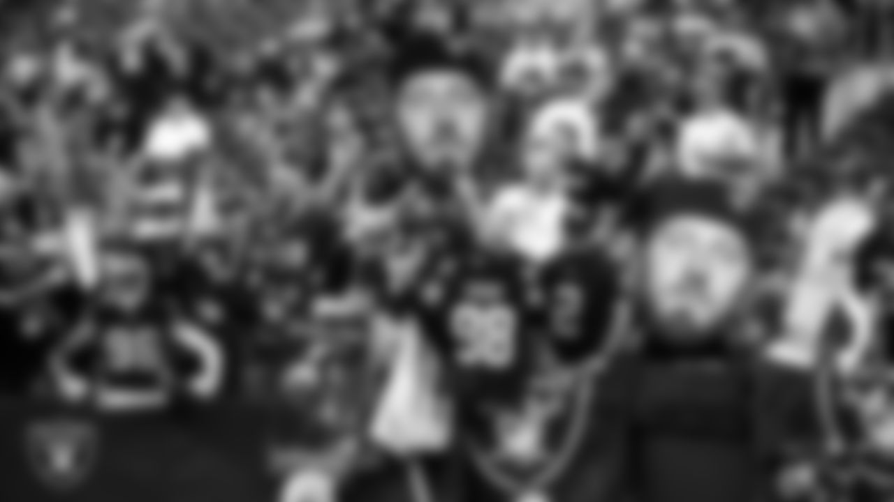 Fans before the Las Vegas Raiders' regular season home game against the Denver Broncos at Allegiant Stadium.