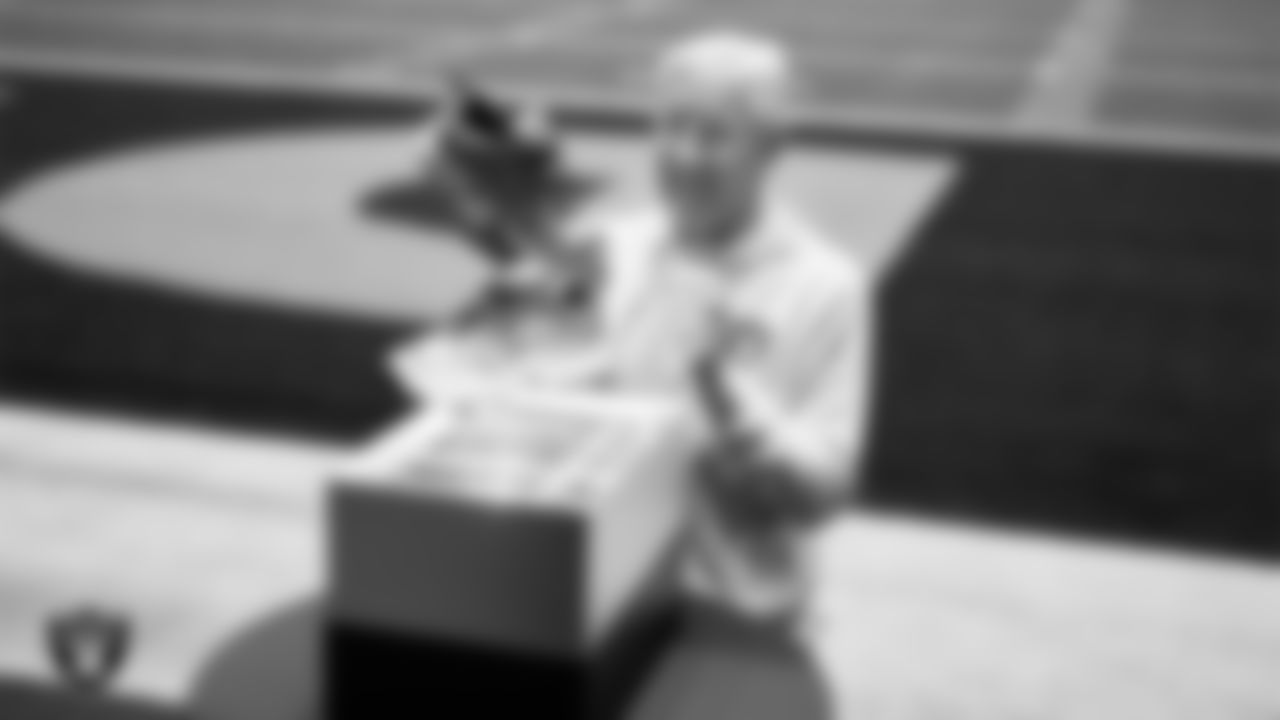 Las Vegas Raiders Head Coach Pete Carroll unboxes his custom cleats for the NFL's My Cause My Cleats initiative at Intermountain Health Performance Center.