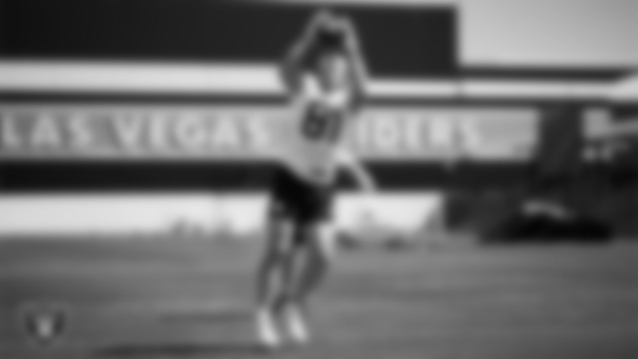Las Vegas Raiders wide receiver Alex Bachman (81) at a workout during phase two of the offseason program at Intermountain Health Performance Center.