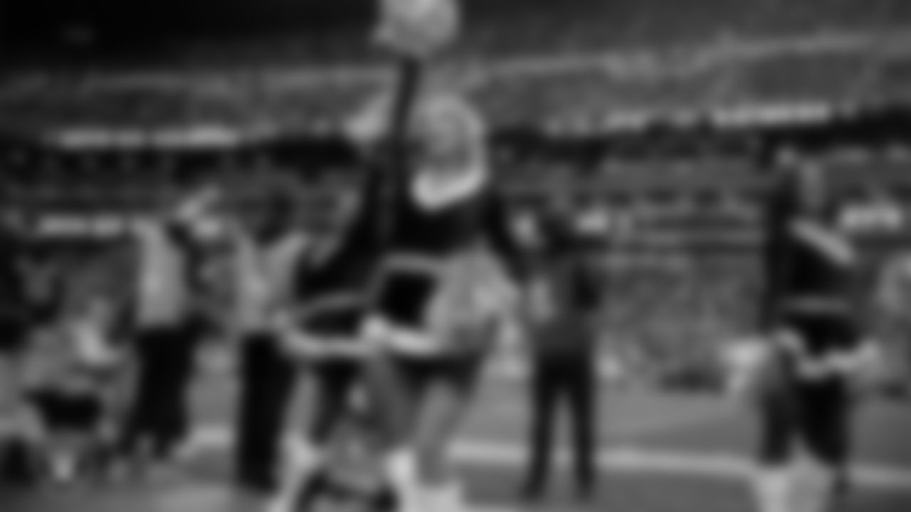 Raiderette Taylor on the sidelines during the regular season home game against the New York Giants at Allegiant Stadium.