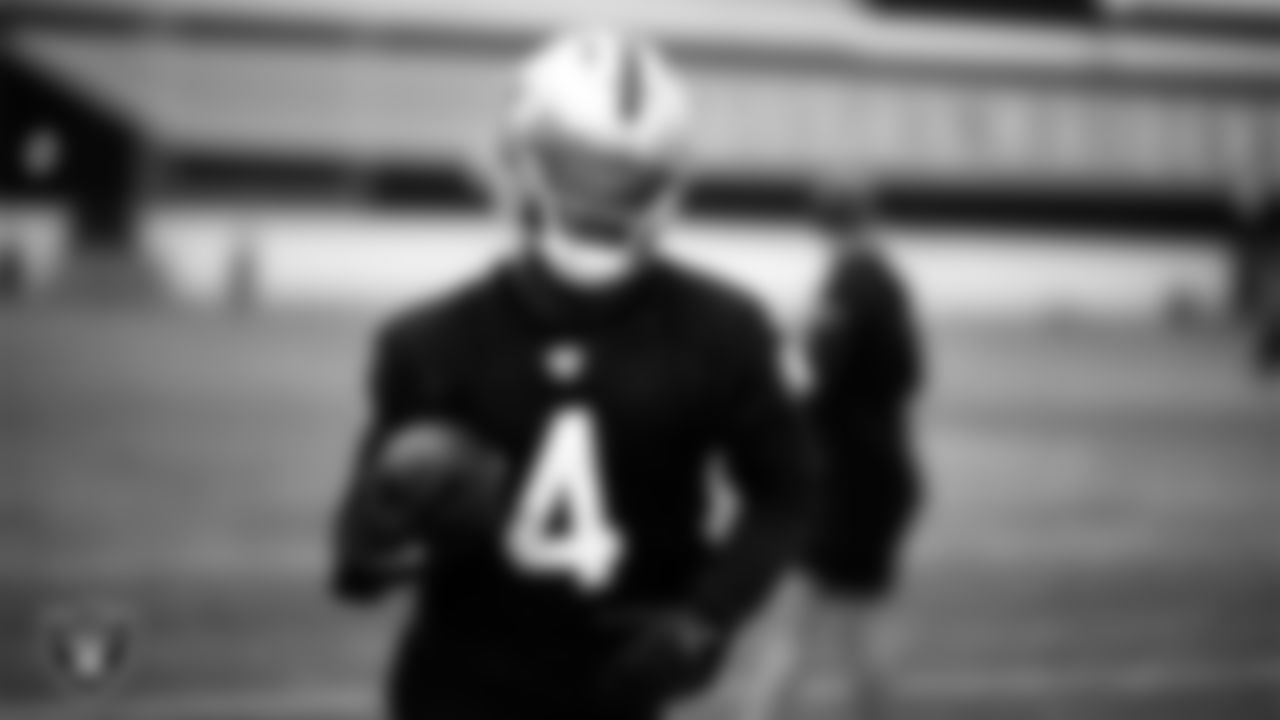 Las Vegas Raiders wide receiver Shedrick Jackson (4) during practice at Intermountain Health Performance Center.