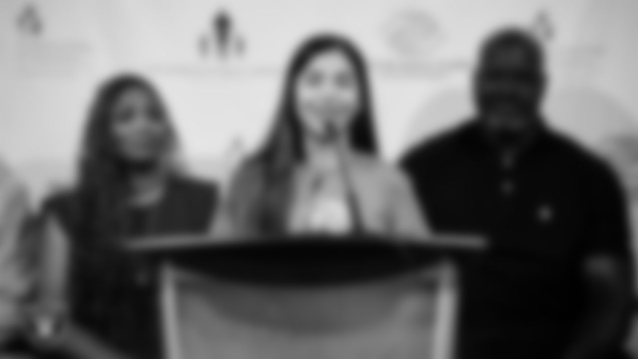 Boys & Girls Club member Britany Gutierrez speaks during the groundbreaking of the Shaquille O'Neal Youth Complex.