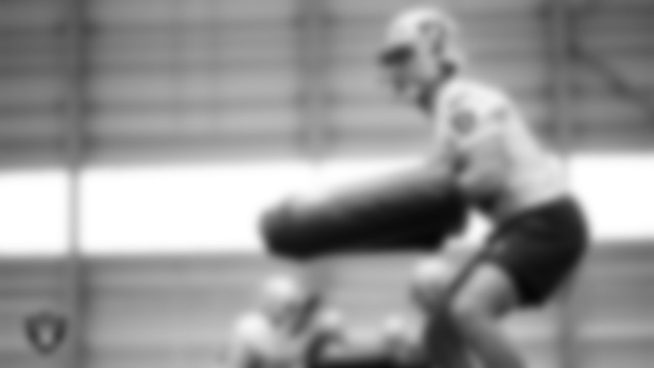 Las Vegas Raiders wide receiver Jack Bech (18) at an Organized Team Activity (OTA) at Intermountain Health Performance Center.
