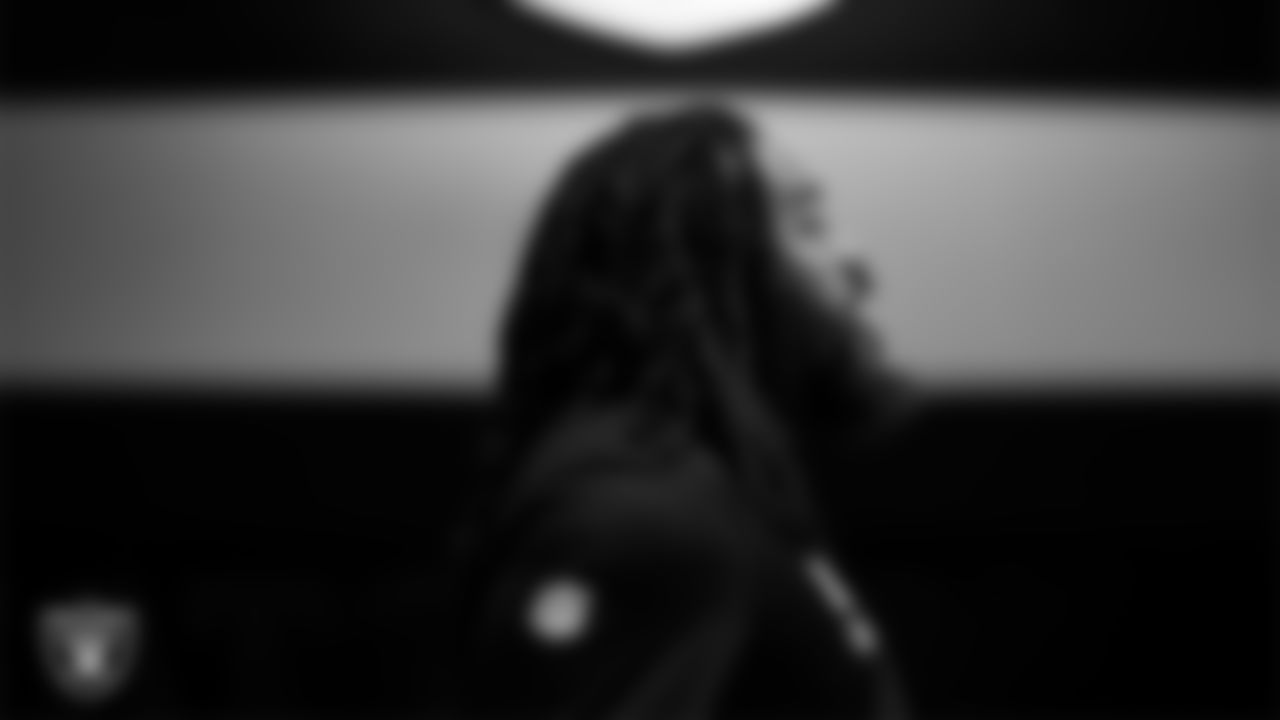 Las Vegas Raiders guard Dylan Parham (66) in the weight room during practice at Intermountain Health Performance Center.