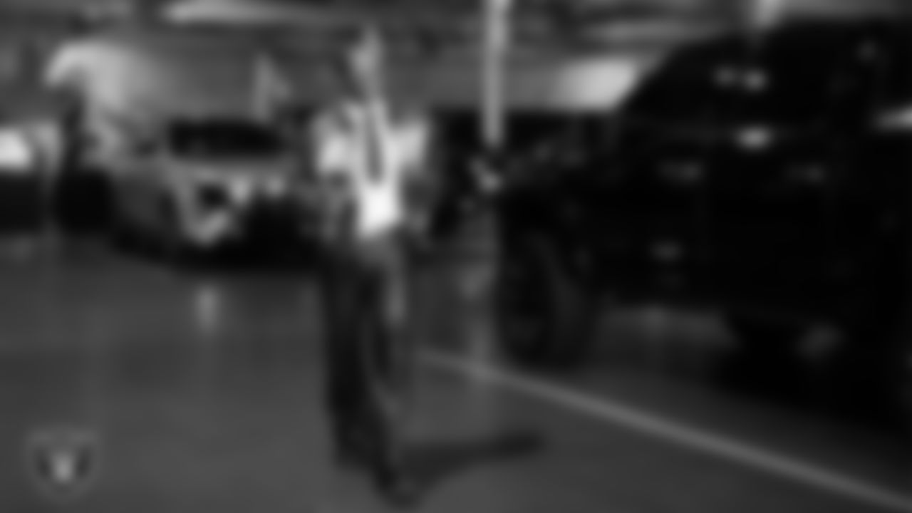 Las Vegas Raiders safety Terrell Edmunds (28) arrives to the regular season home game against the Dallas Cowboys at Allegiant Stadium.