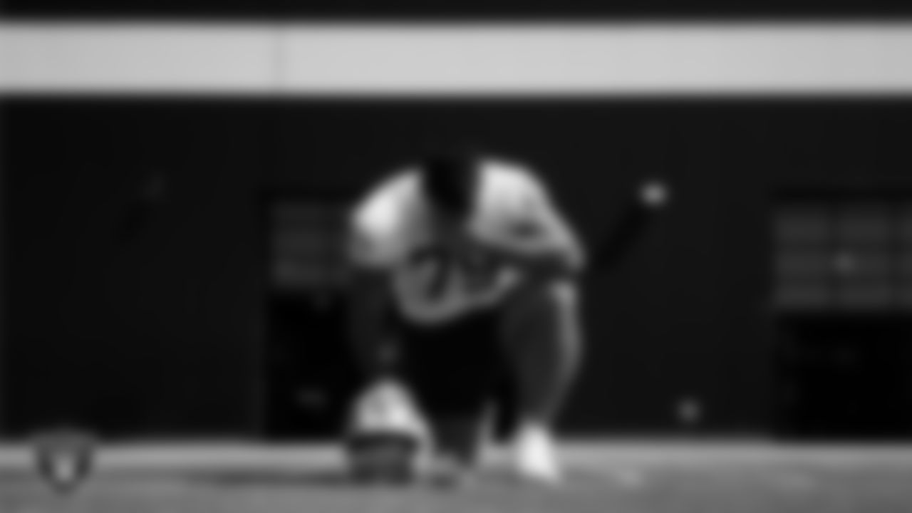 Las Vegas Raiders defensive lineman Laki Tasi (79) at an Organized Team Activity (OTA) at Intermountain Health Performance Center.