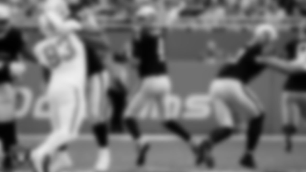 Las Vegas Raiders quarterback Aidan O'Connell (4) during the regular season game against the Miami Dolphins at Hard Rock Stadium.
