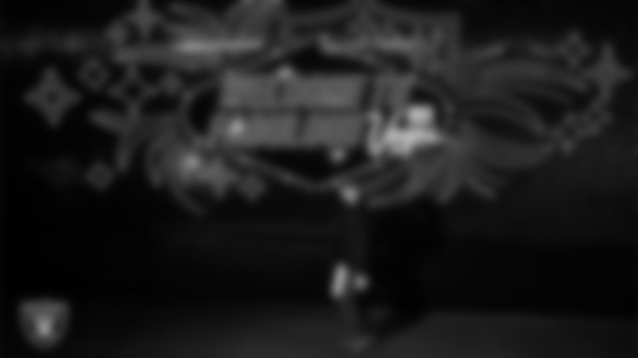 Las Vegas Raiders wide receiver Alex Bachman (81) arrives to the regular season home game against the Jacksonville Jaguars at Allegiant Stadium.