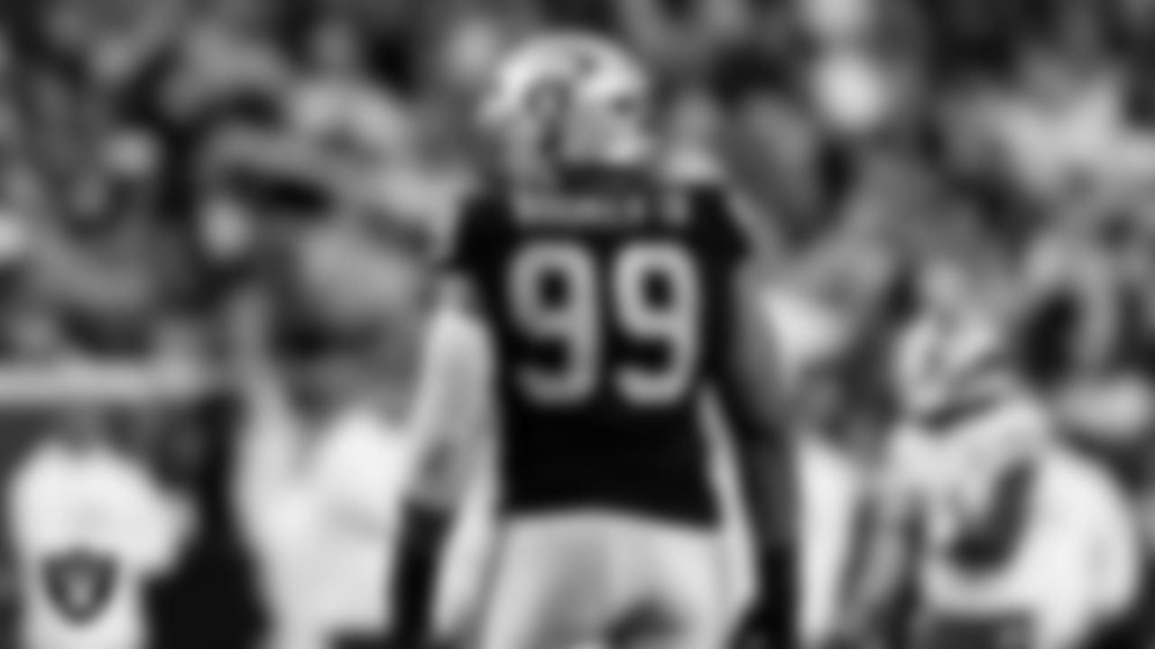 Las Vegas Raiders defensive tackle Thomas Booker IV (99) during the regular season home game against the Kansas City Chiefs at Allegiant Stadium.