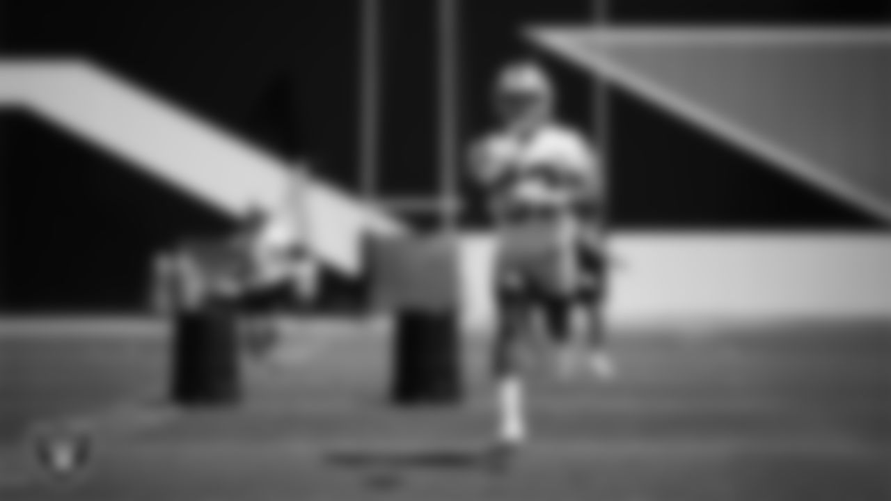 Las Vegas Raiders running back Chris Collier (33) at an Organized Team Activity (OTA) at Intermountain Health Performance Center.
