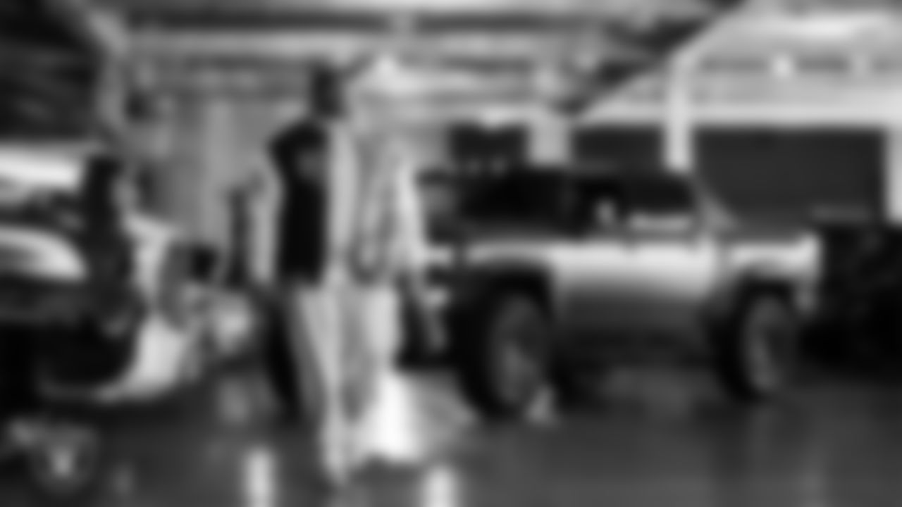 Las Vegas Raiders guard Atonio Mafi (56) arrives to the regular season home game against the New York Giants at Allegiant Stadium.