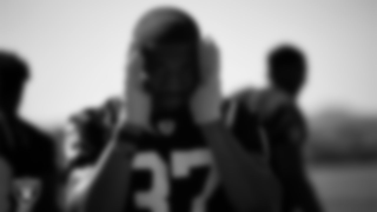 Las Vegas Raiders safety Trey Taylor (37) at a workout during phase two of the offseason program at Intermountain Health Performance Center.