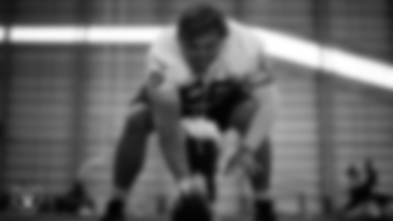 Las Vegas Raiders guard Jackson Powers-Johnson (58) at a workout during phase two of the offseason program at Intermountain Health Performance Center.