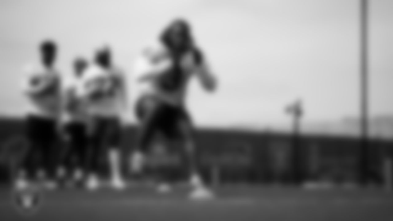 Las Vegas Raiders running back Zamir White (3) at a workout during phase two of the offseason program at Intermountain Health Performance Center.