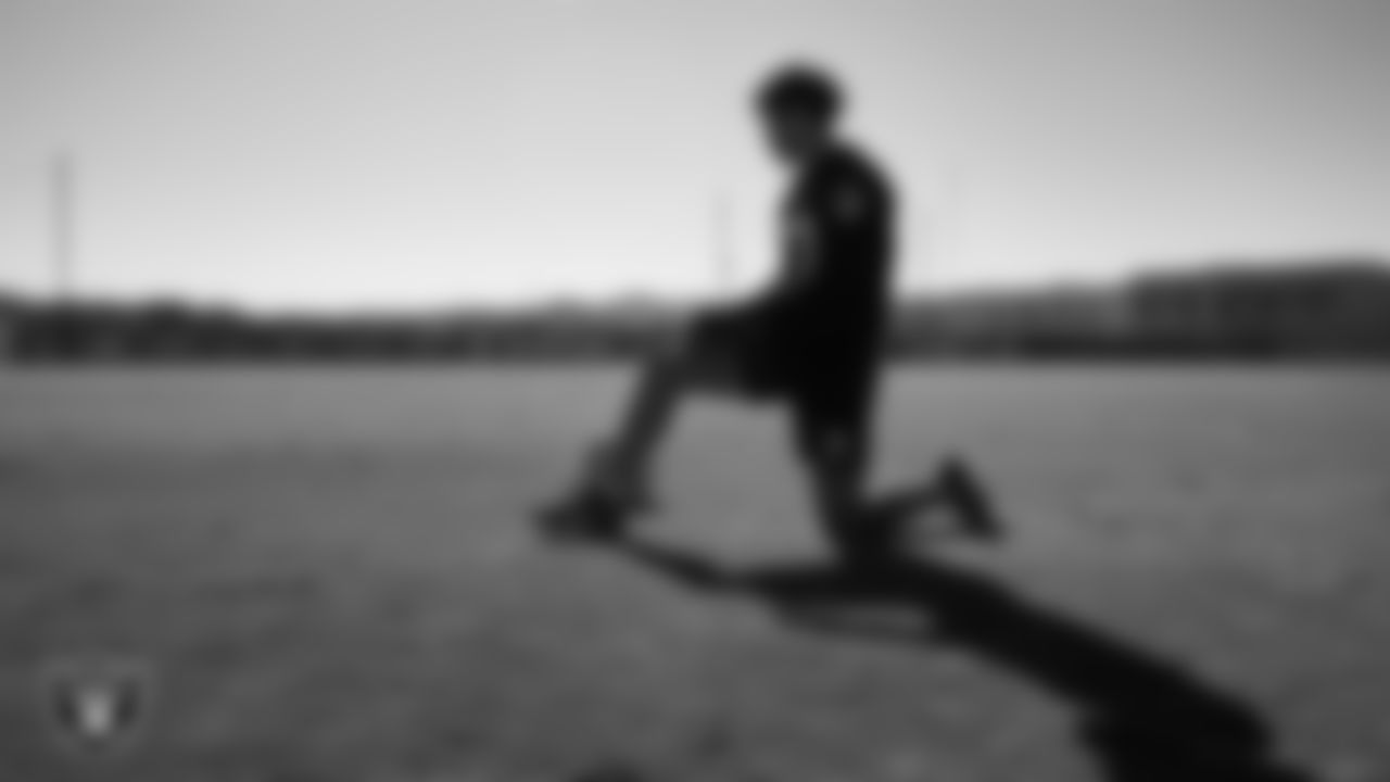 Las Vegas Raiders safety Tristin McCollum (27) during practice at Intermountain Health Performance Center.