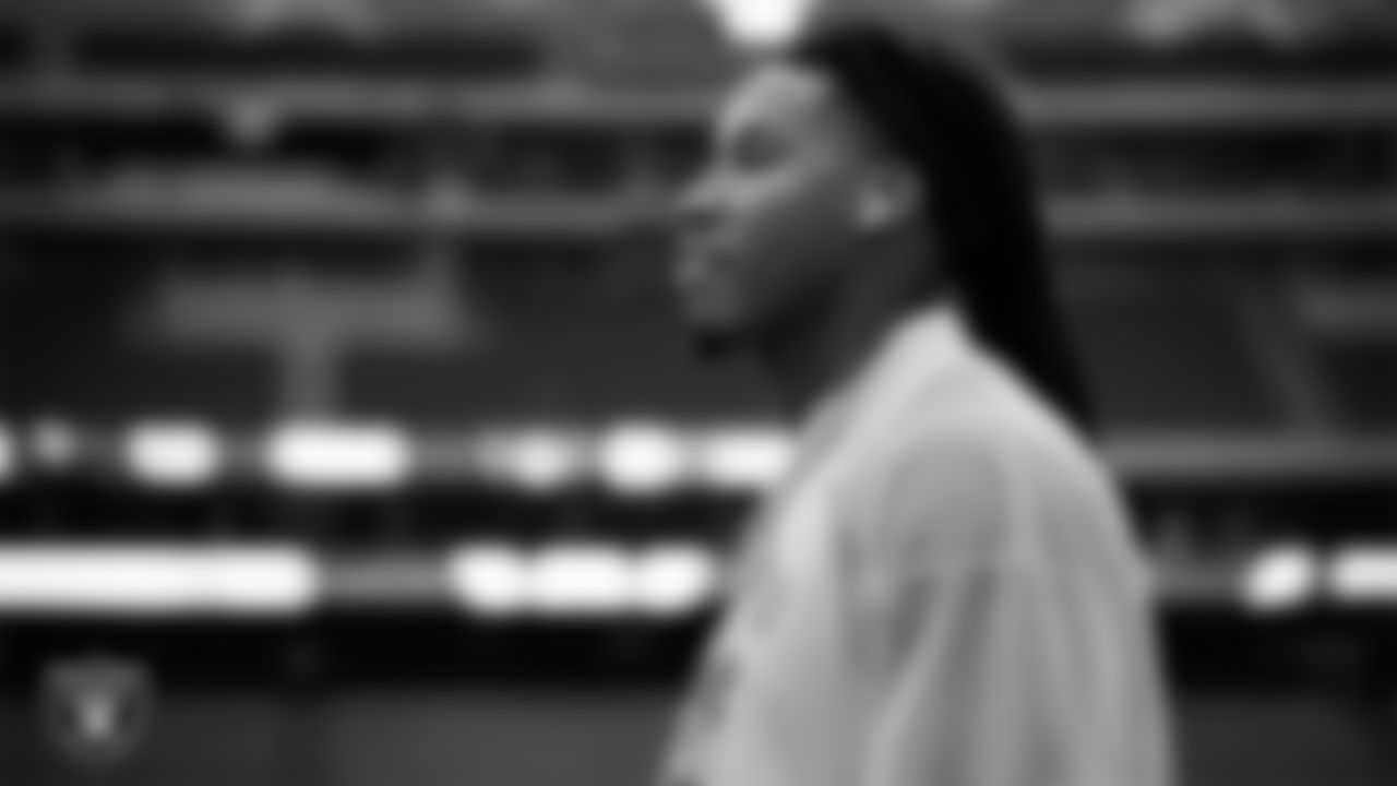 Las Vegas Raiders safety Lonnie Johnson Jr. (32) arrives to the regular season away game against the Houston Texans at NRG Stadium.