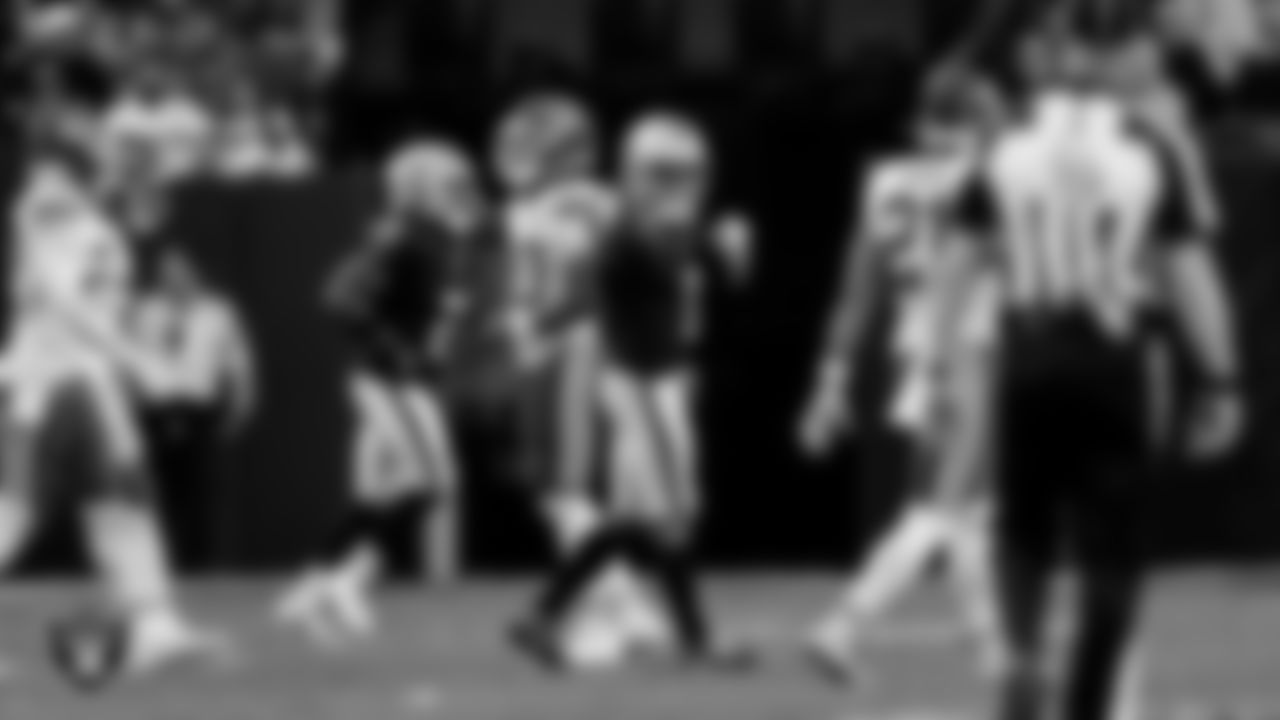 Las Vegas Raiders wide receiver Tre Tucker (1) during the regular season home game against the Kansas City Chiefs at Allegiant Stadium.