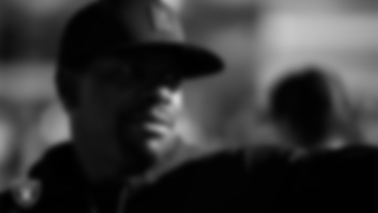 Las Vegas Raiders defensive assistant/linebackers coach Ty McKenzie during practice at Intermountain Health Performance Center.