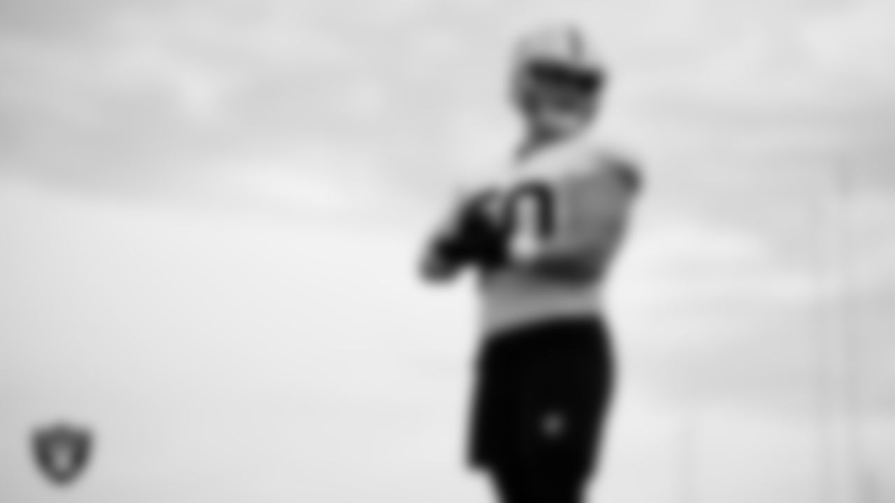 Las Vegas Raiders long snapper Jacob Bobenmoyer (50) during practice at Intermountain Health Performance Center.