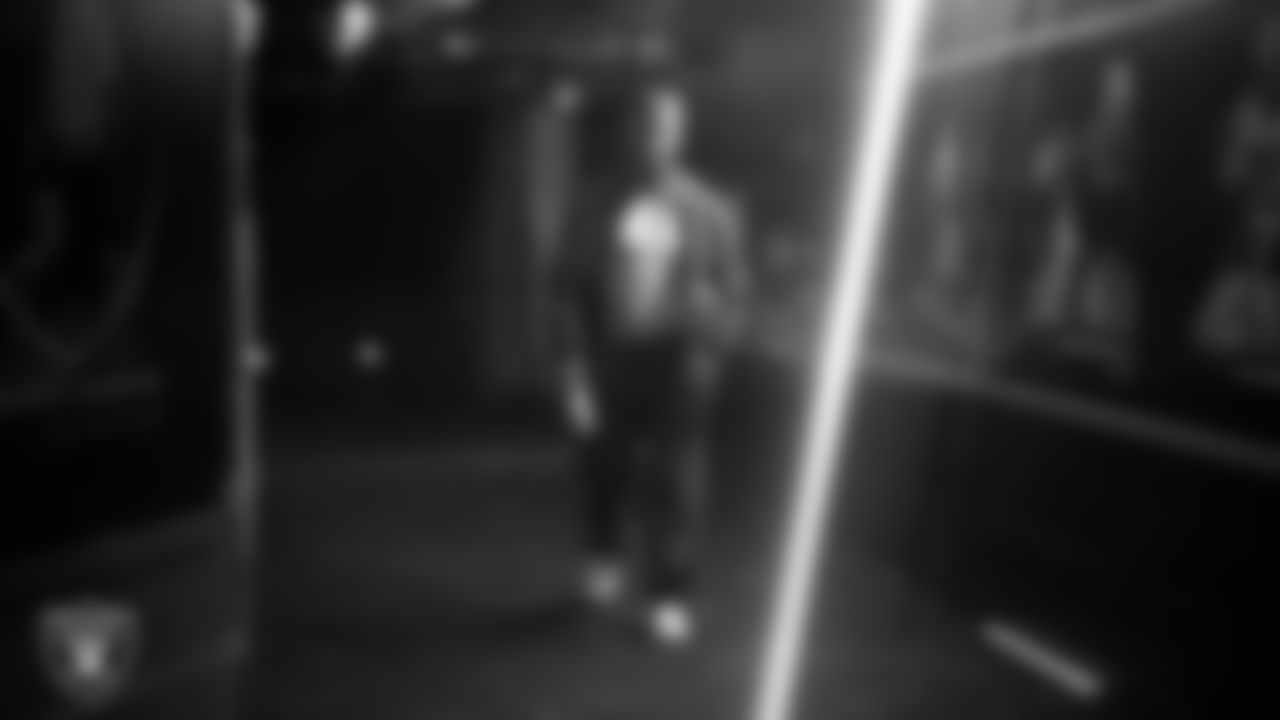 Las Vegas Raiders linebacker Devin White (45) arrives to the regular season home game against the Kansas City Chiefs at Allegiant Stadium.