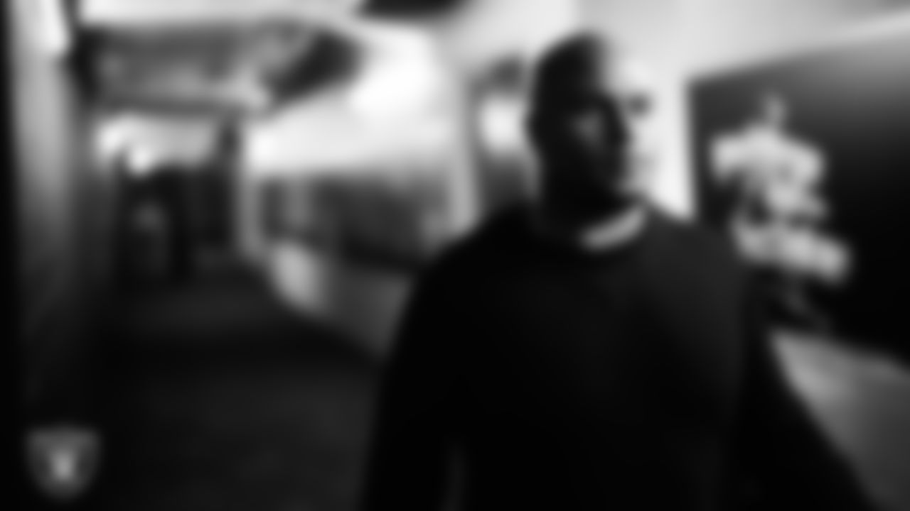 Las Vegas Raiders Interim Head Coach Antonio Pierce arrives to the regular season home game against the New York Jets at Allegiant Stadium.