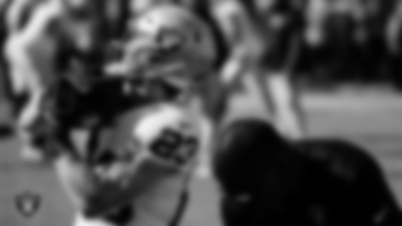 Las Vegas Raiders running back Dylan Laube (23) warming up before the regular season away game against the Kansas City Chiefs at GEHA Field at Arrowhead Stadium.