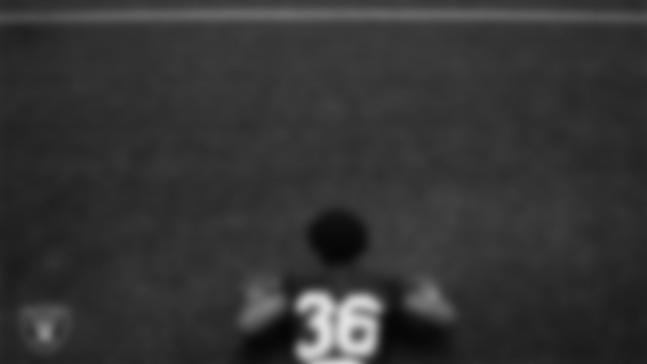 Las Vegas Raiders cornerback Kyu Blu Kelly (36) during practice at Intermountain Health Performance Center.