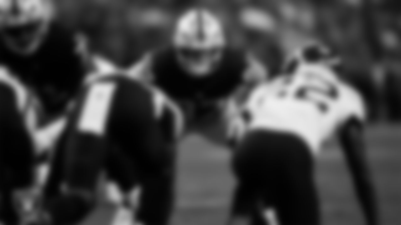 Las Vegas Raiders tight end Michael Mayer (87) lines up before the snap during the regular season home game against the Jacksonville Jaguars at Allegiant Stadium.