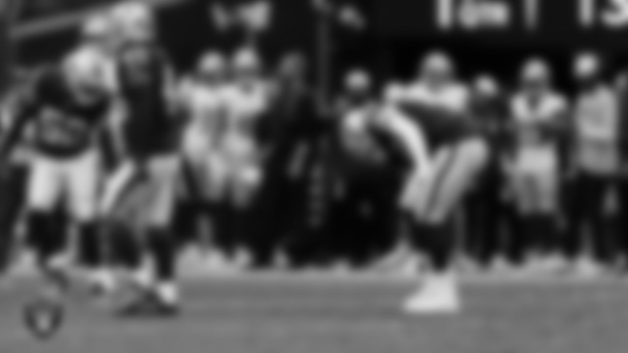 Las Vegas Raiders defensive end Maxx Crosby (98) celebrates on the field after making a tackle during the preseason home game against the San Francisco 49ers at Allegiant Stadium.