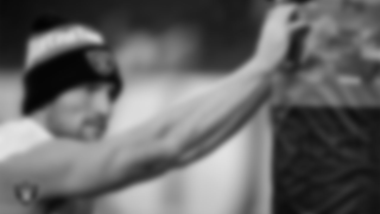 Las Vegas Raiders running back Dylan Laube (23) warming up before the regular season away game against the Denver Broncos at Empower Field at Mile High.