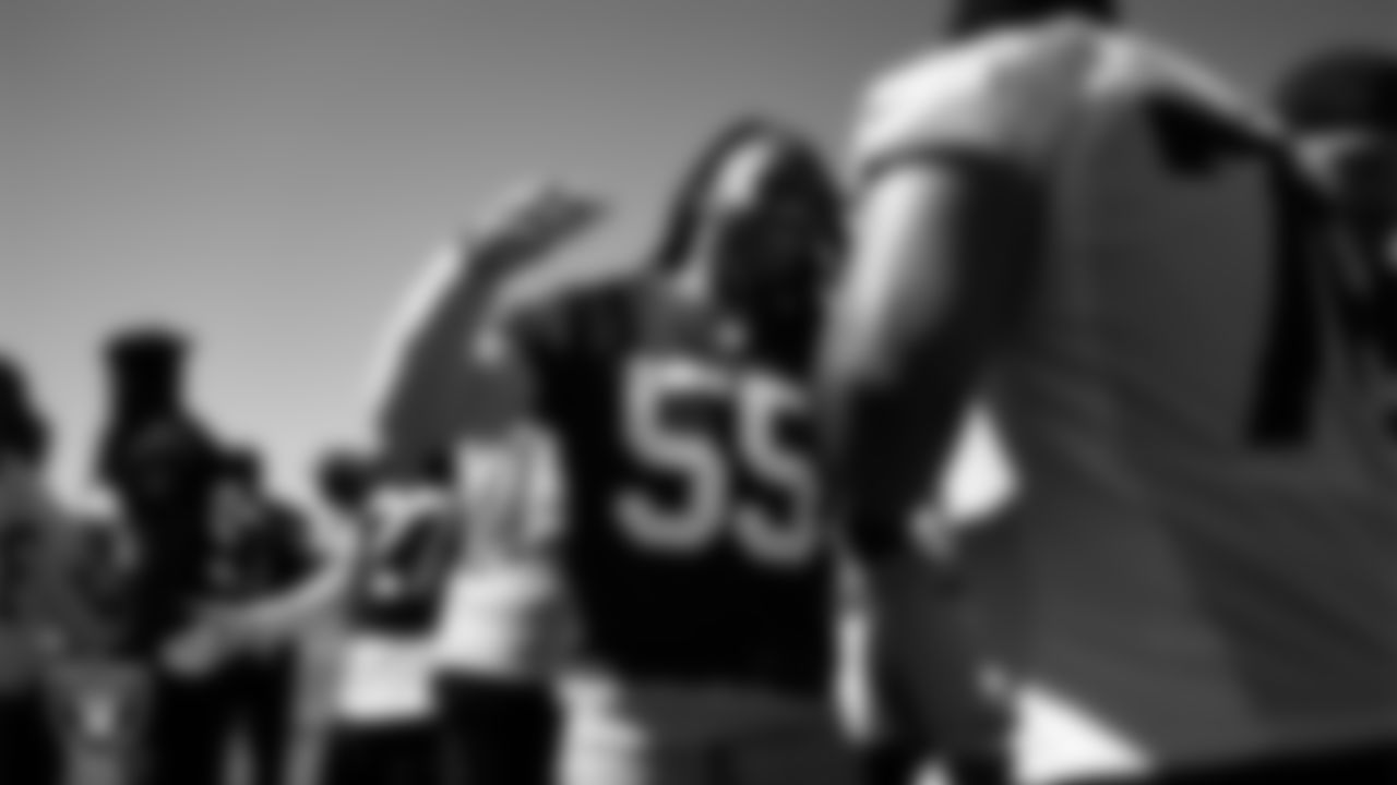 Las Vegas Raiders linebacker Jaylon Smith (55) at a workout during phase two of the offseason program at Intermountain Health Performance Center.