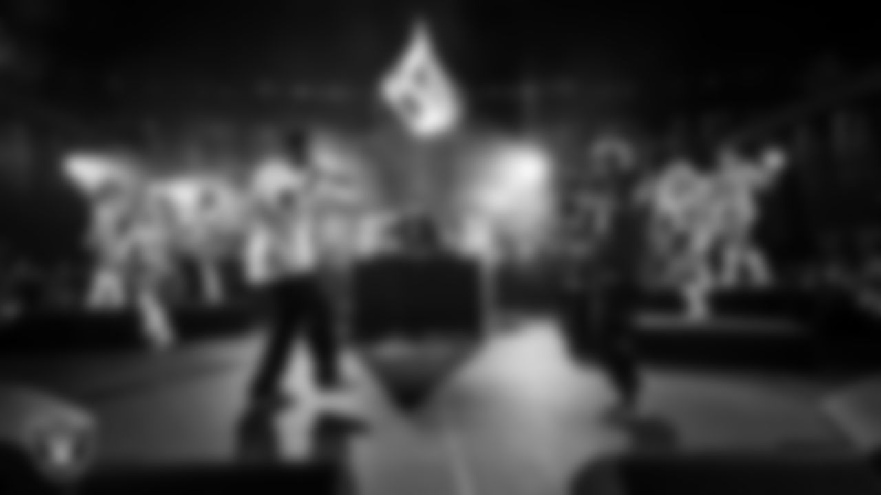 Rappers Nelly and City Spud perform during halftime at the Las Vegas Raiders' regular season home game against the Dallas Cowboys at Allegiant Stadium.