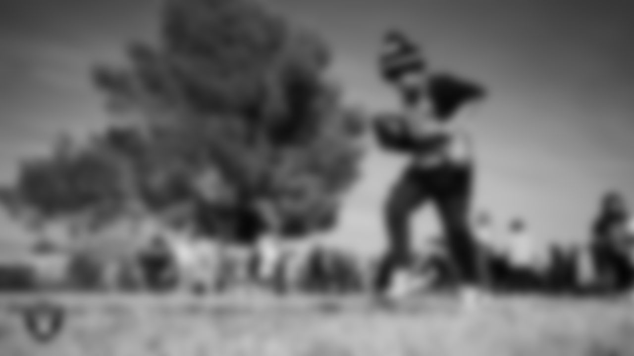 Students participate in a Raiders Junior Training Camp during a Raiders Spirit Day at Richard H. Bryan Elementary School.