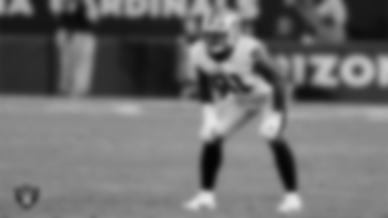 Las Vegas Raiders defensive end Jahfari Harvey (91) during the preseason away game against the Arizona Cardinals at State Farm Stadium.