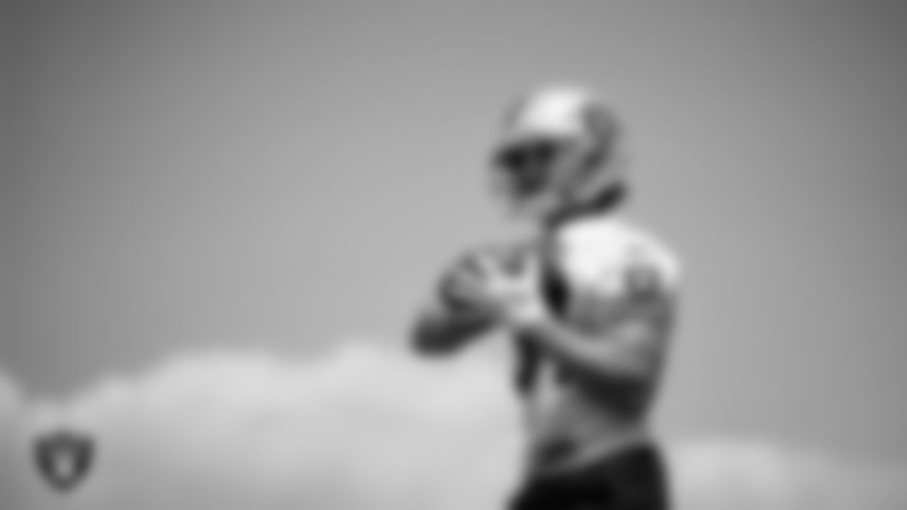 Las Vegas Raiders wide receiver Alex Bachman (81) at an Organized Team Activity (OTA) at Intermountain Health Performance Center.
