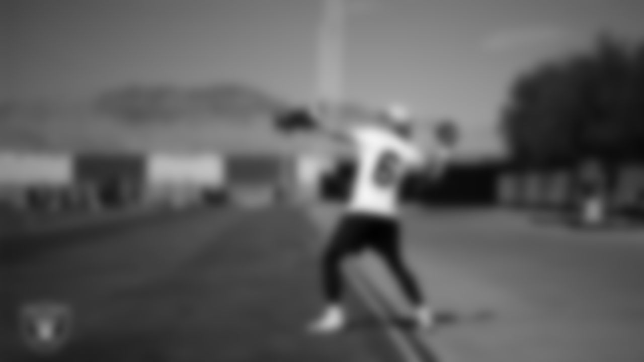 Las Vegas Raiders punter AJ Cole (6) at a workout during phase two of the offseason program at Intermountain Health Performance Center.