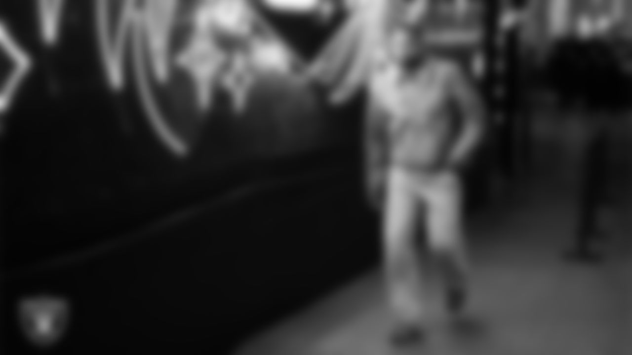 Las Vegas Raiders linebacker Jamal Adams (33) arrives to the regular season home game against the Cleveland Browns at Allegiant Stadium.