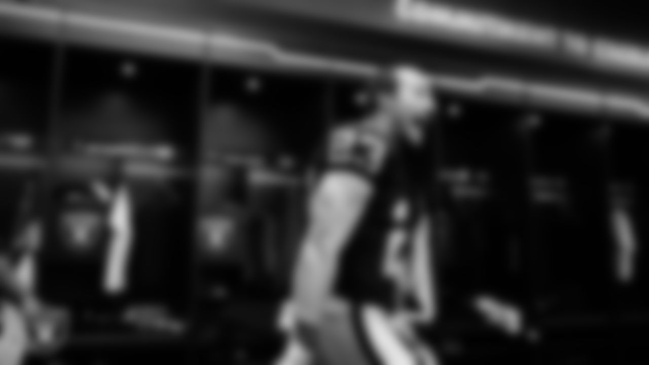 Las Vegas Raiders running back Dylan Laube (23) in the locker room after the regular season home game against the Tennessee Titans at Allegiant Stadium.