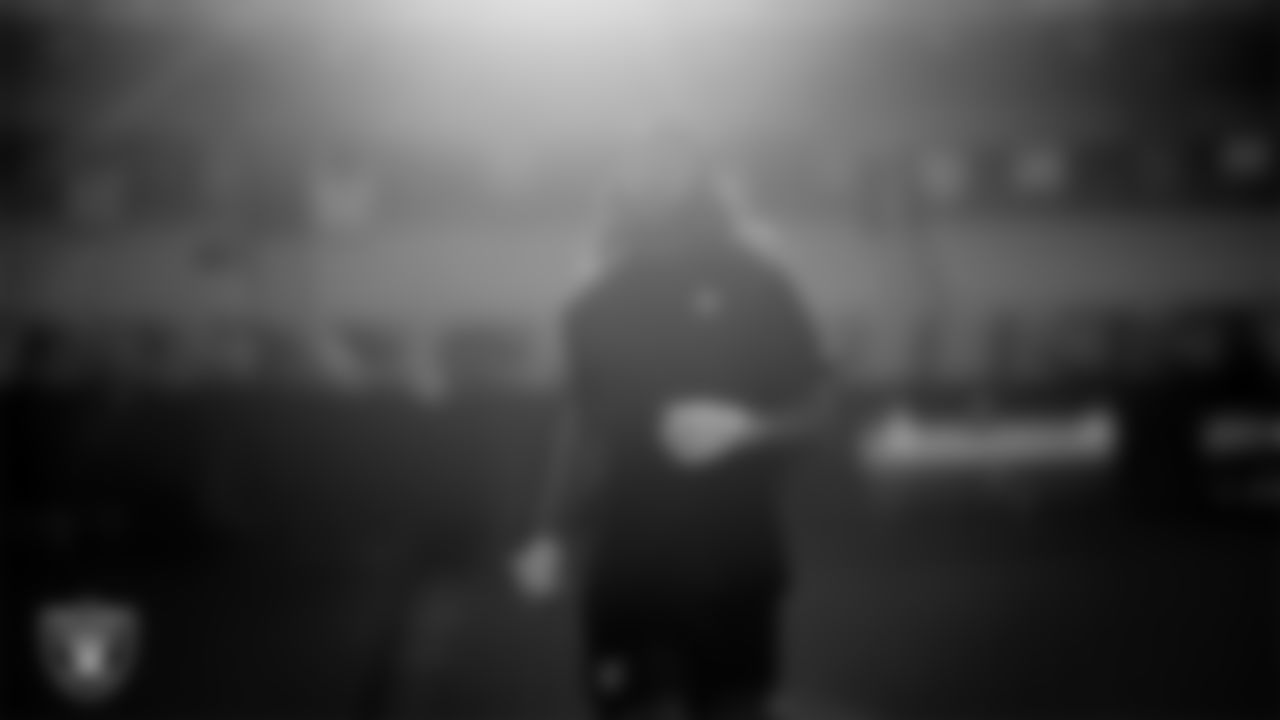 Las Vegas Raiders wide receiver Jakobi Meyers (16) warming up before the regular season away game against the Kansas City Chiefs at GEHA Field at Arrowhead Stadium.