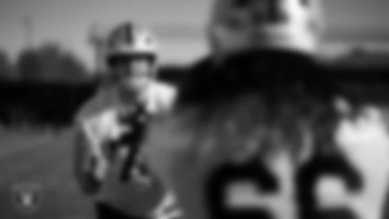 Las Vegas Raiders tackle Kolton Miller (74) during practice at Intermountain Health Performance Center.