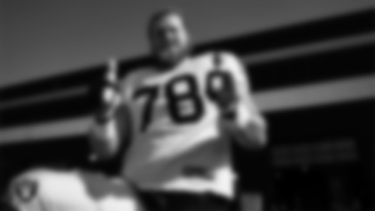 Las Vegas Raiders tackle Dalton Wagner (78) on the field for a joint practice with the San Francisco 49ers at 2025 Training Camp at Intermountain Health Performance Center.