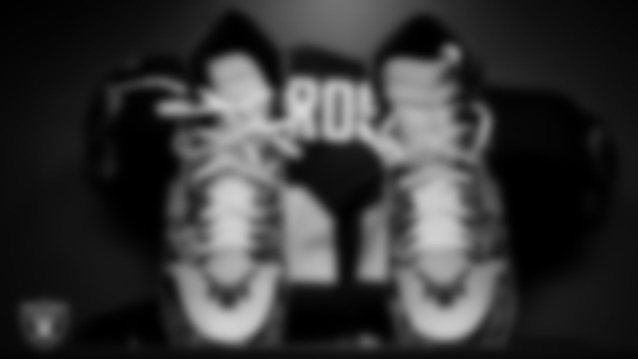 Cleats in the locker room prior to the Las Vegas Raiders' arrival for their regular season home game against the Cleveland Browns at Allegiant Stadium.