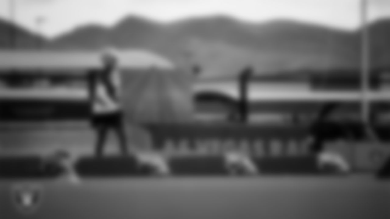 Las Vegas Raiders quarterback Geno Smith (7) during practice at Intermountain Health Performance Center.