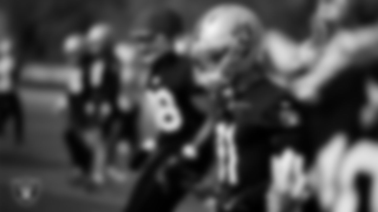 Las Vegas Raiders wide receiver Alex Bachman (81) during practice at Intermountain Health Performance Center.