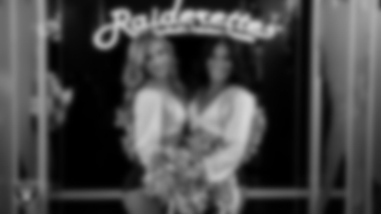 Raiderettes Taylor and Amanda in the locker room during halftime at the regular season home game against the Kansas City Chiefs at Allegiant Stadium.