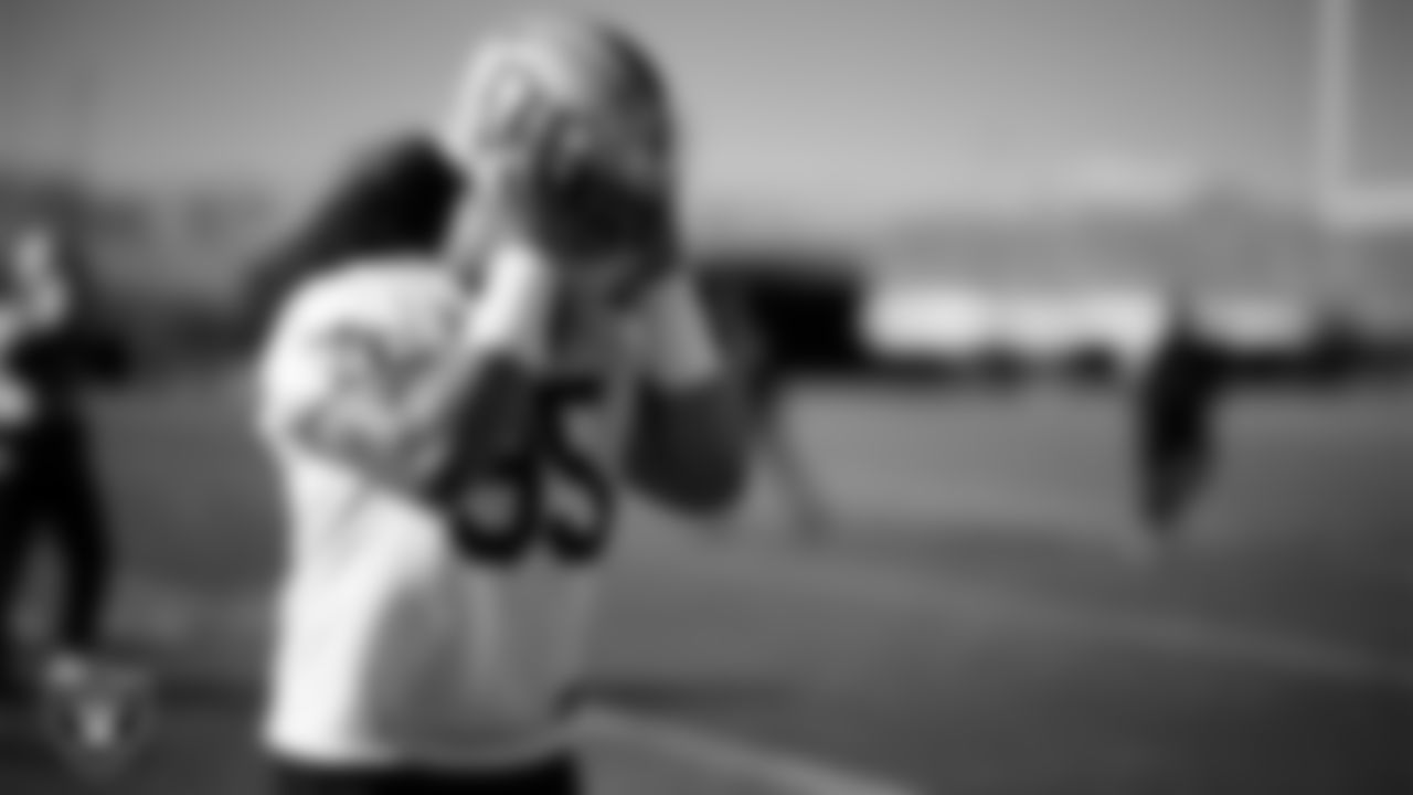 Las Vegas Raiders defensive tackle Leki Fotu (95) during practice at Intermountain Health Performance Center.