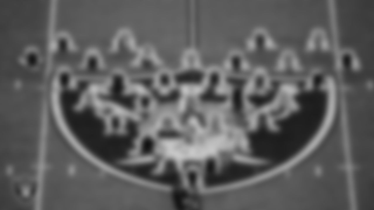 The Raiderettes perform on the field before the regular season home game against the Dallas Cowboys at Allegiant Stadium.