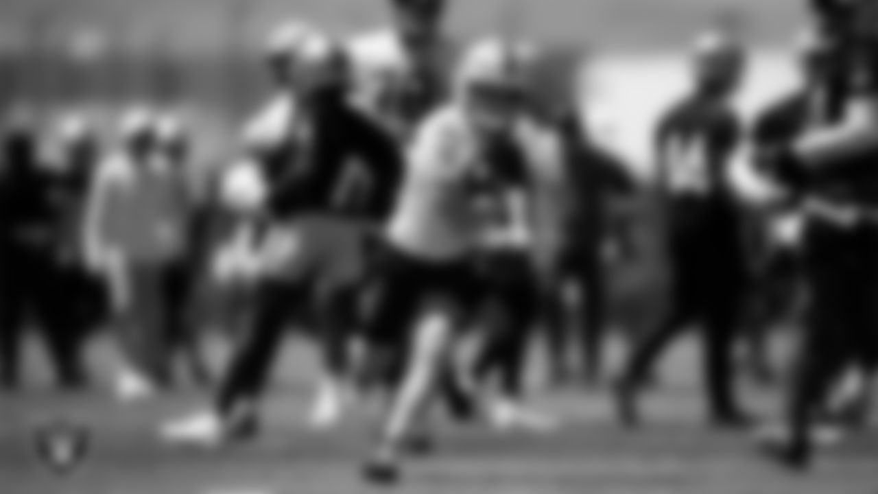 Las Vegas Raiders running back Dylan Laube (23) at an Organized Team Activity (OTA) at Intermountain Health Performance Center.